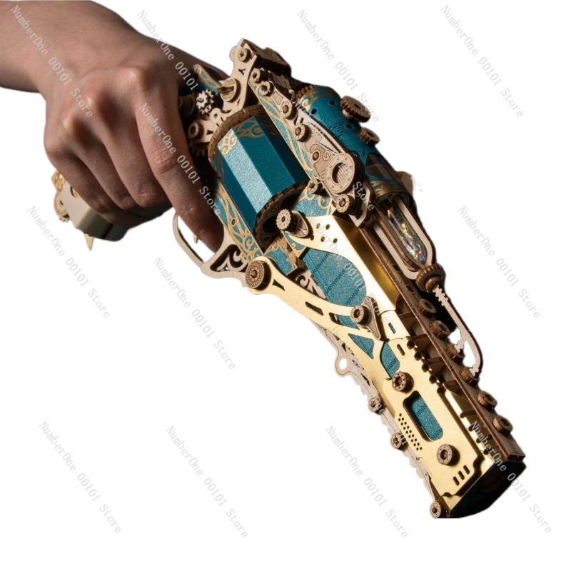 Model Kit Revolver - Yaratıcı Tabanca Montaj Modeli Ahşap Zıvana