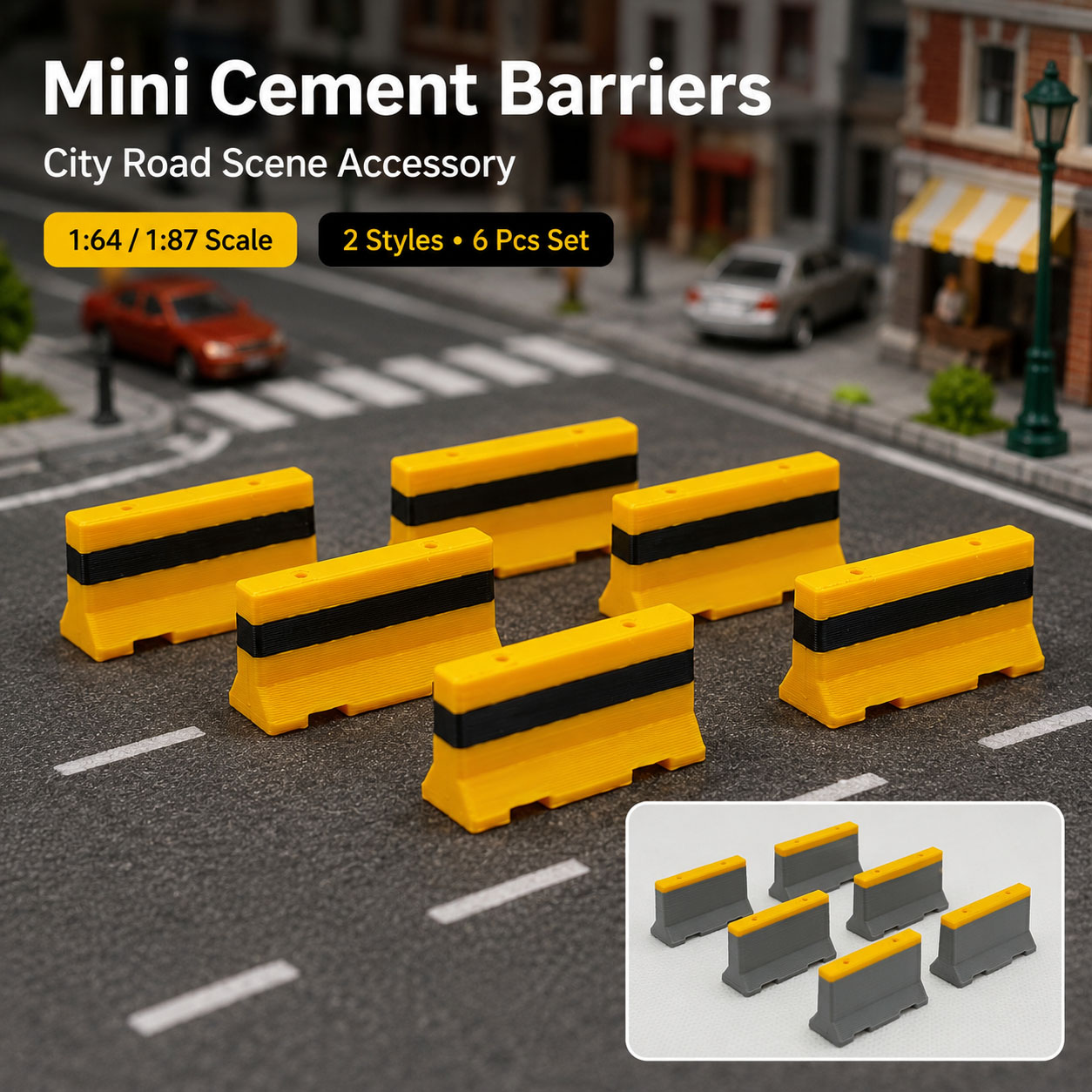 Model Kit Cement - 1:64 1:87 Mini Çimento Yol Bariyerleri
